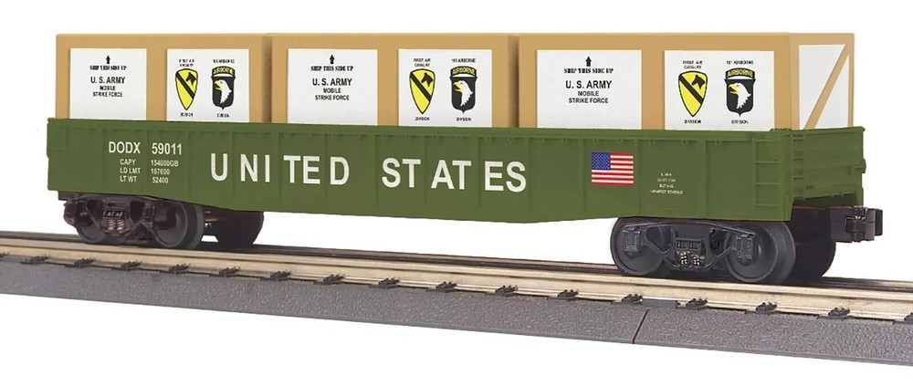 MTH O Gauge RailKing US Army Gondola Car with Crates 30-72250 New in Box