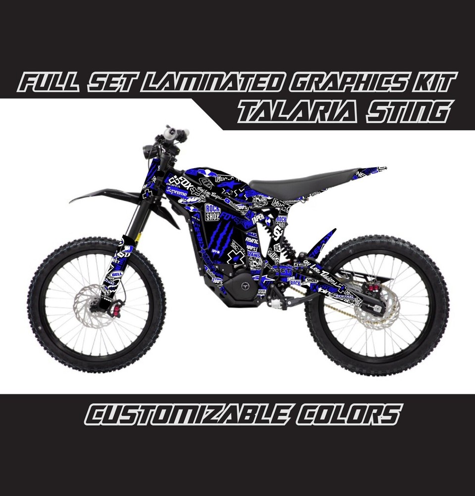 TALARIA STING Blue Black Stickerbomb Decals Stickers Skin Wrap Graphics Kit