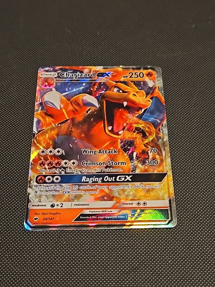 NM MINT + Pokémon Card - Charizard GX Burning Shadows 20/147 Holo Ultra Rare