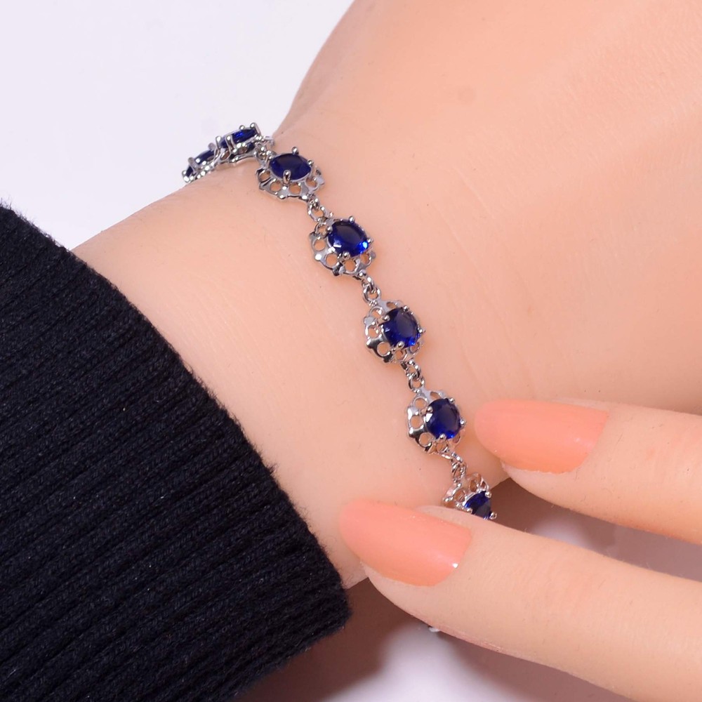 Blue Sapphire - Simulated 925 Sterling Silver Tennis Bracelet 7.99