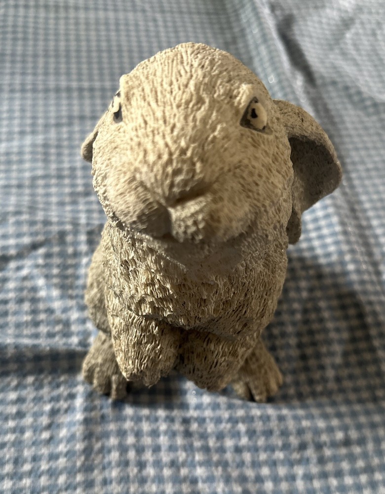 Vintage Stone Critters Sitting Bunny Rabbit Figurine  Cottagecore Spring Animals