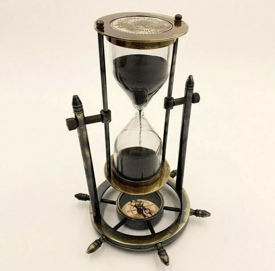 Sand Timer Hourglass Brass Nautical Maritime Hour Glass Vintage Sand Clock Gift