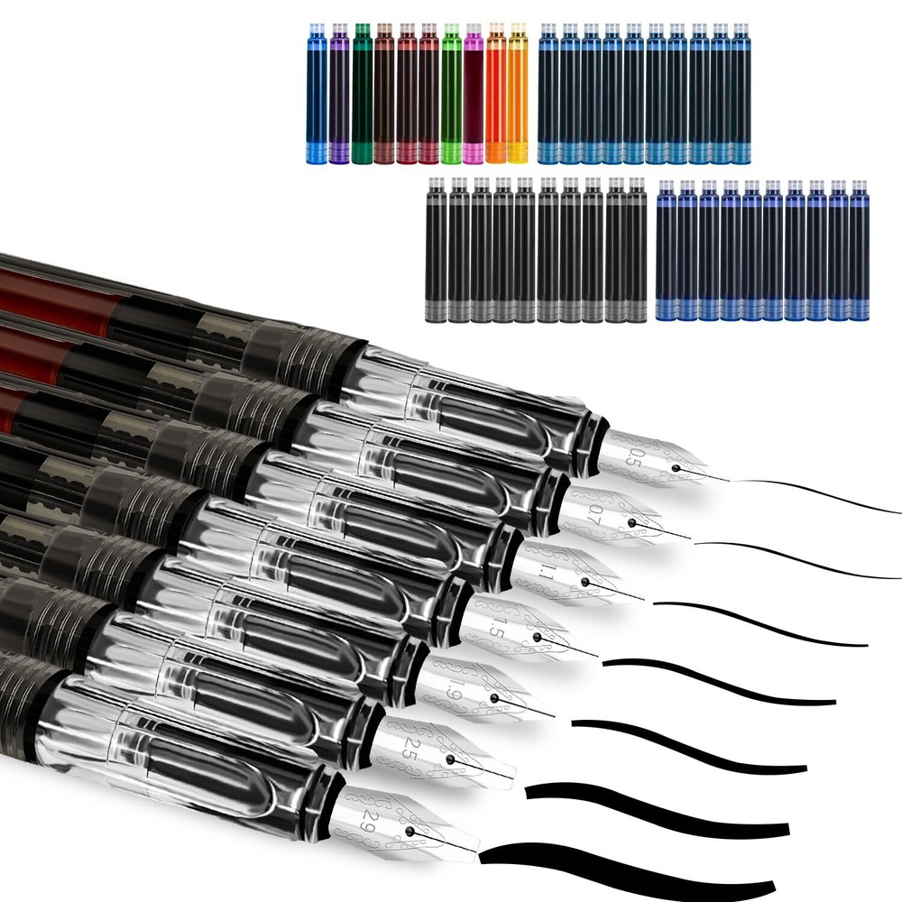 Calligraphy set 7 Calligraphy Pens with Different Nibs and 40 Ink Cartridges
