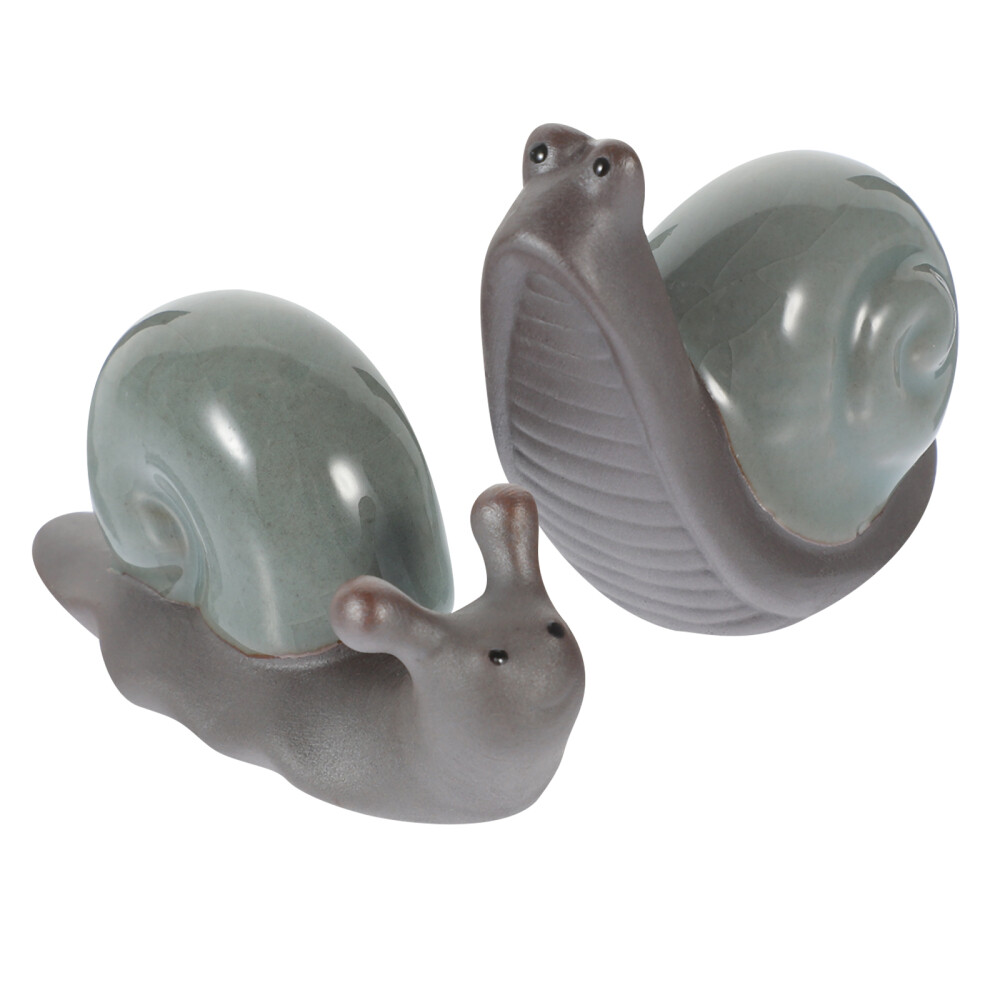 2 Pcs Ceramic Miniature Animals Snail Decorations Snails Ornaments