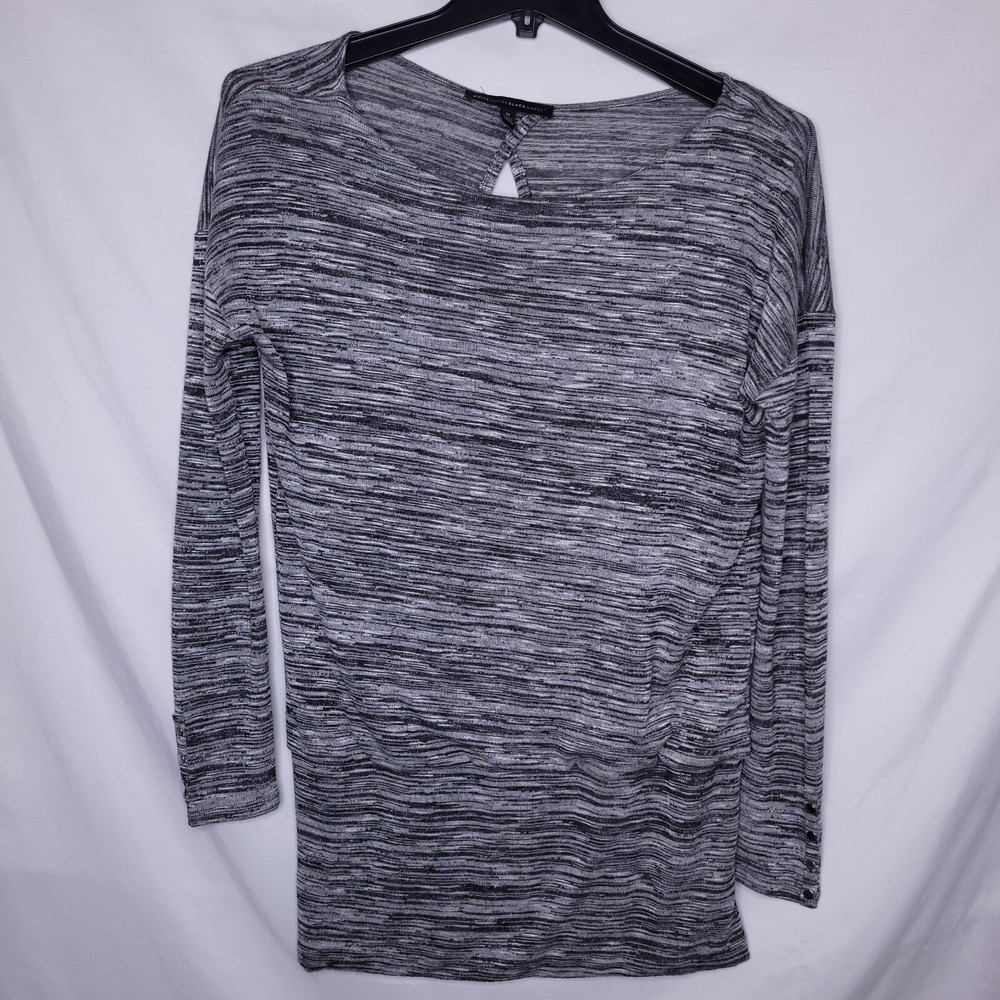 White House Black Market Sweater Medium Gray Space Dye Split Back