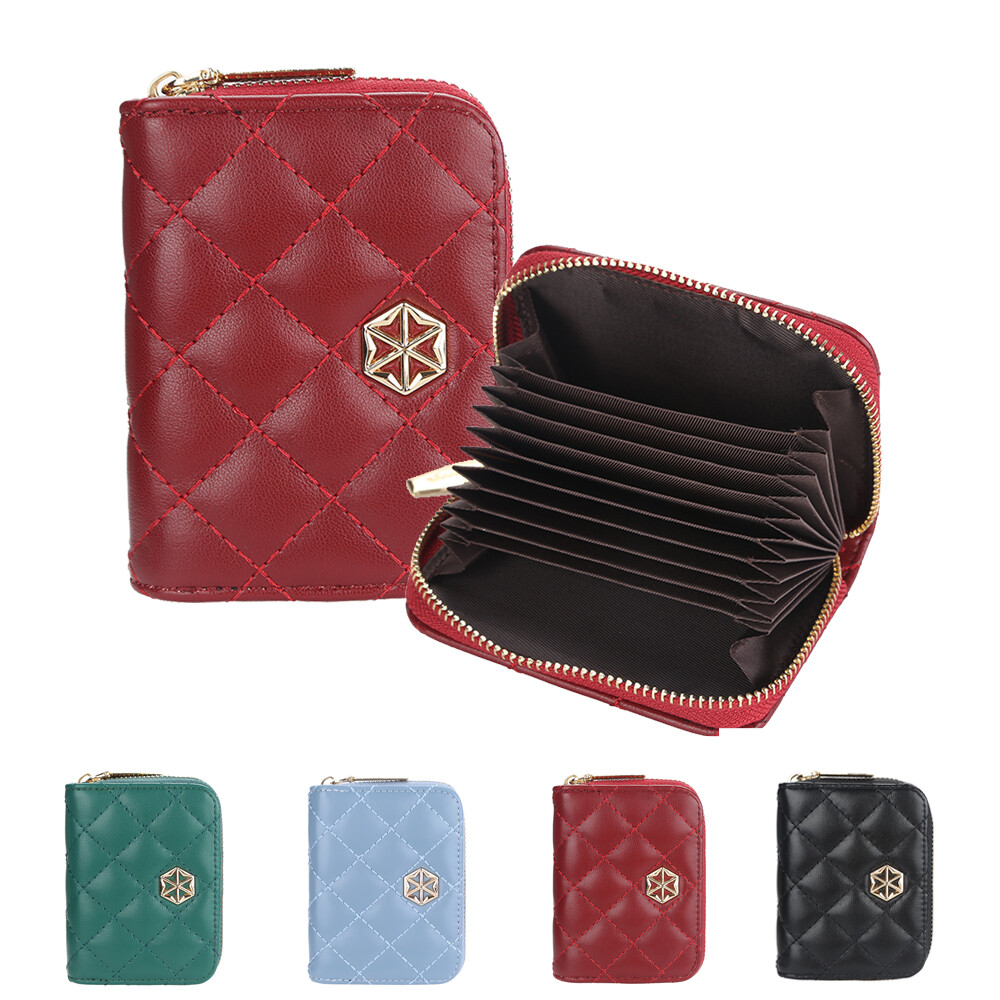 Slim Leather Credit Card Holder Wallet for Women – Compact Pocket Organizer  -image