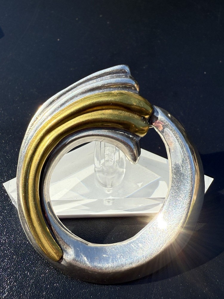 Vintage Taxco Mexico Sterling Silver Wave Brooch Pendant Modernist Design