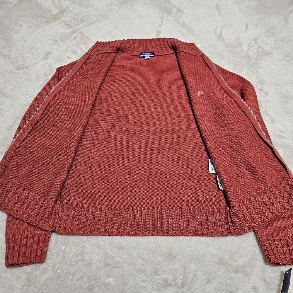 Burberry London Blue Label Full Zip Knit Sweater Orange Size M New