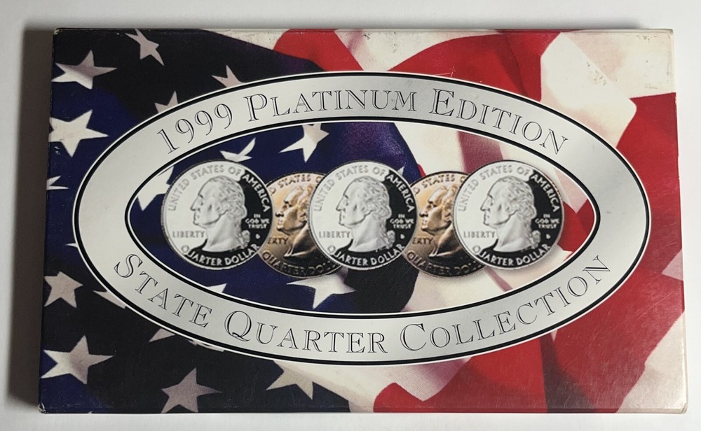 1999 State Quarter Collection PLATINUM Edition Uncirculated 5 Coin Set