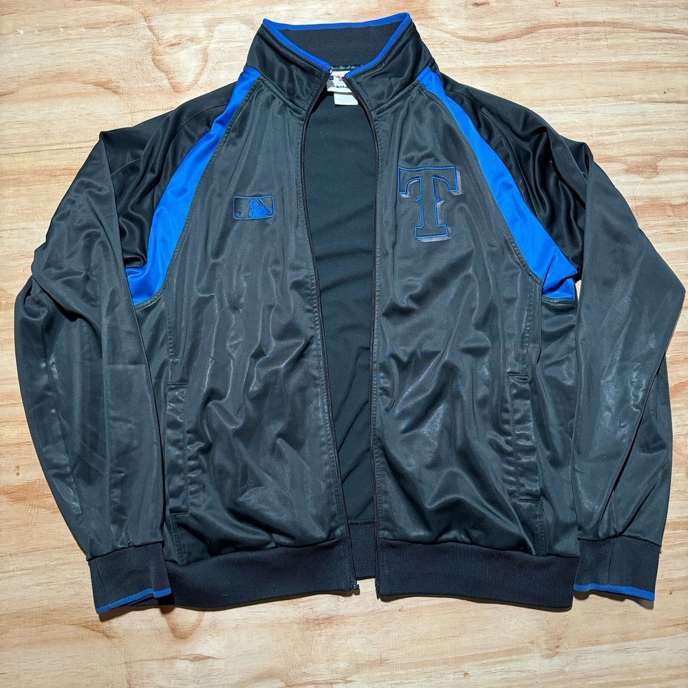 Black And Blue Majestic Texas Rangers Jacket Athletic Comfortable Read