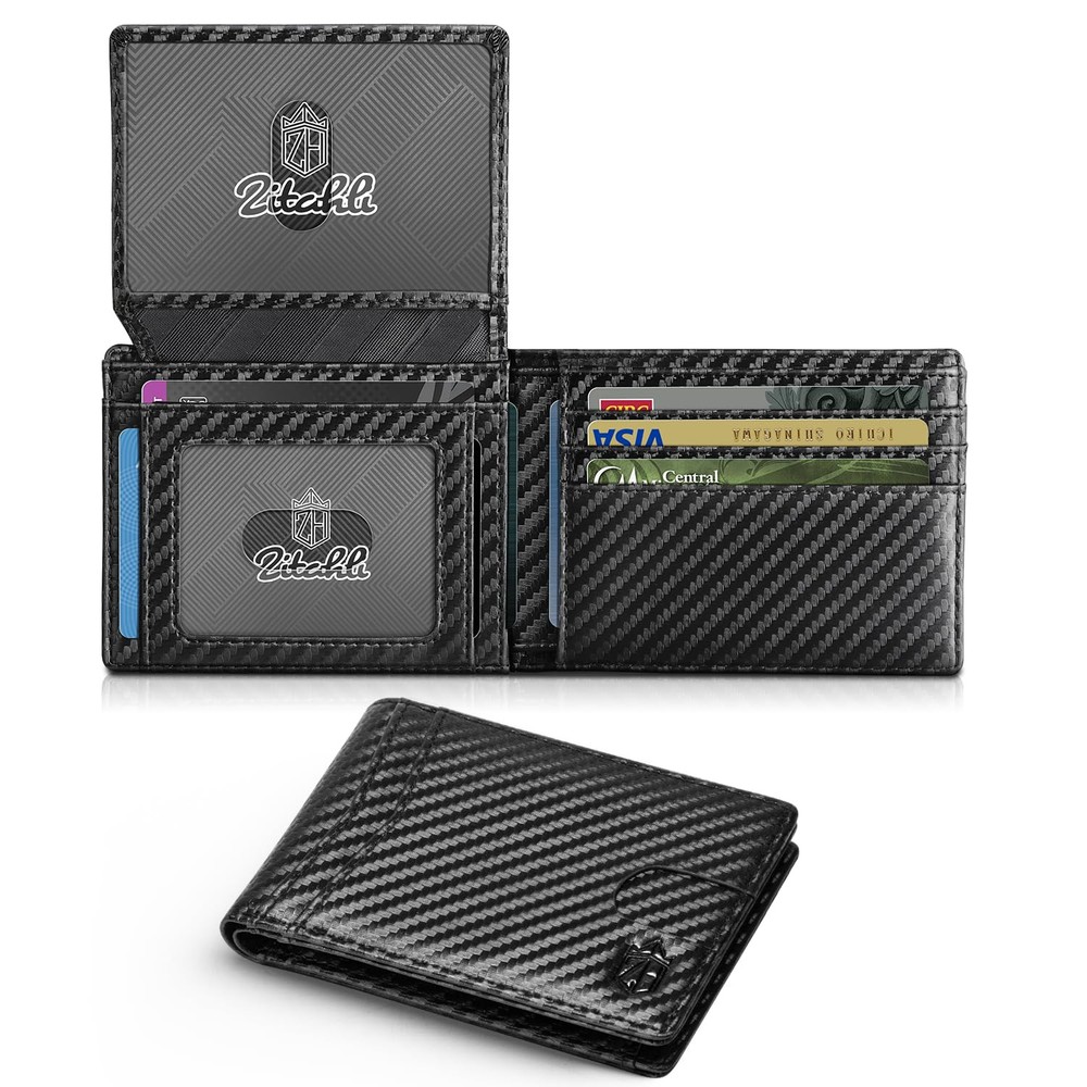 Slim RFID Blocking Leather Wallet for Men – 15 Card Holder with 2 ID Slots