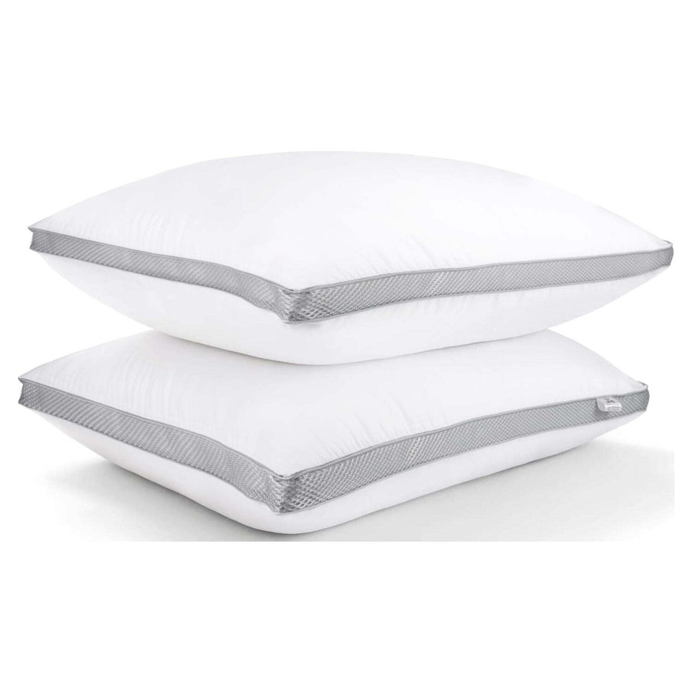 JML 2 Pack Cotton Down Alternative Pillows Queen Size Bed Pillows Gusseted White