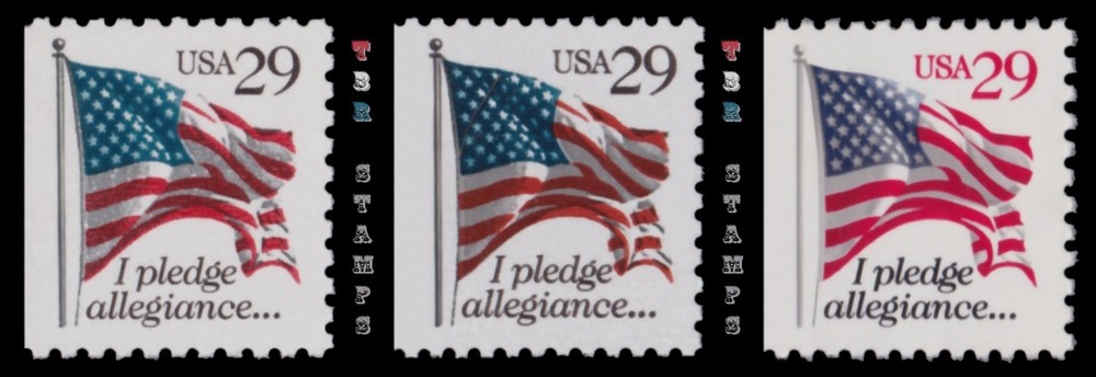 Upgrade your collection with the I Pledge Allegiance 2593-94 2594 Flag Set of 3 29c MNH - Buy Now-image