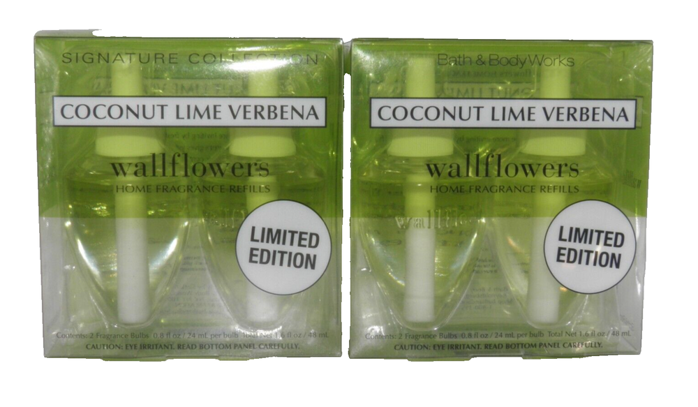 Bath & Body Works COCONUT LIME VERBENA WALLFLOWER FRAGRANCE BULB (2X 2-PACK) NEW