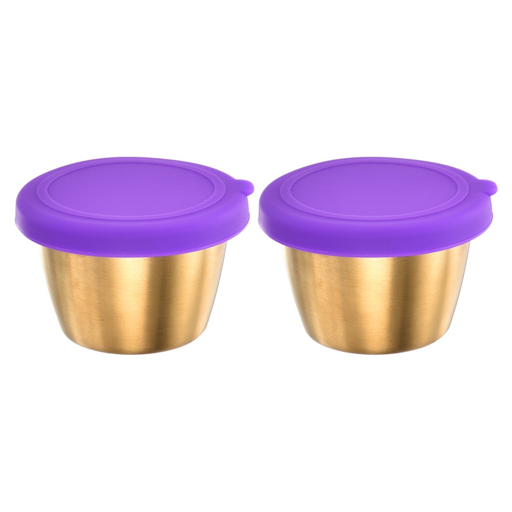 2pcs Purple 2.4oz Condiment Cups with Lids for Salad Dressing  