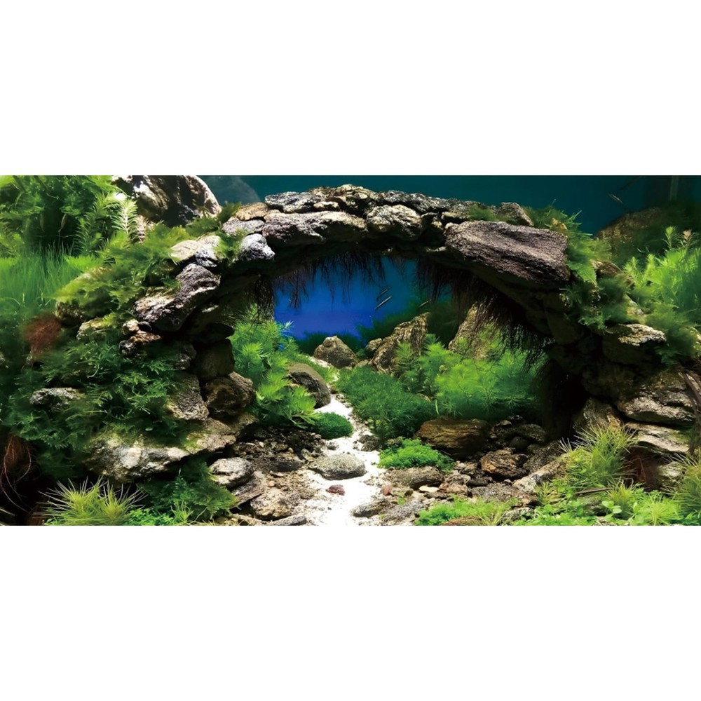 48x18 Inch Arch Stone Aquarium Background Vinyl for River Bed & Lake Decor