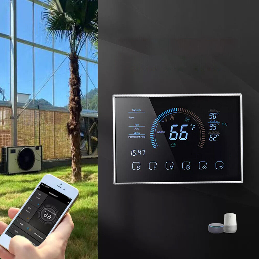 WiFi Smart DIY Programmable Digital Thermostat For Heat Pump Voice Control E5OjQ