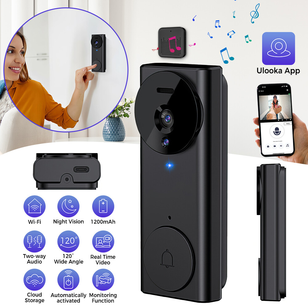 Smart WiFi Video Doorbell with Intercom and Security Chime