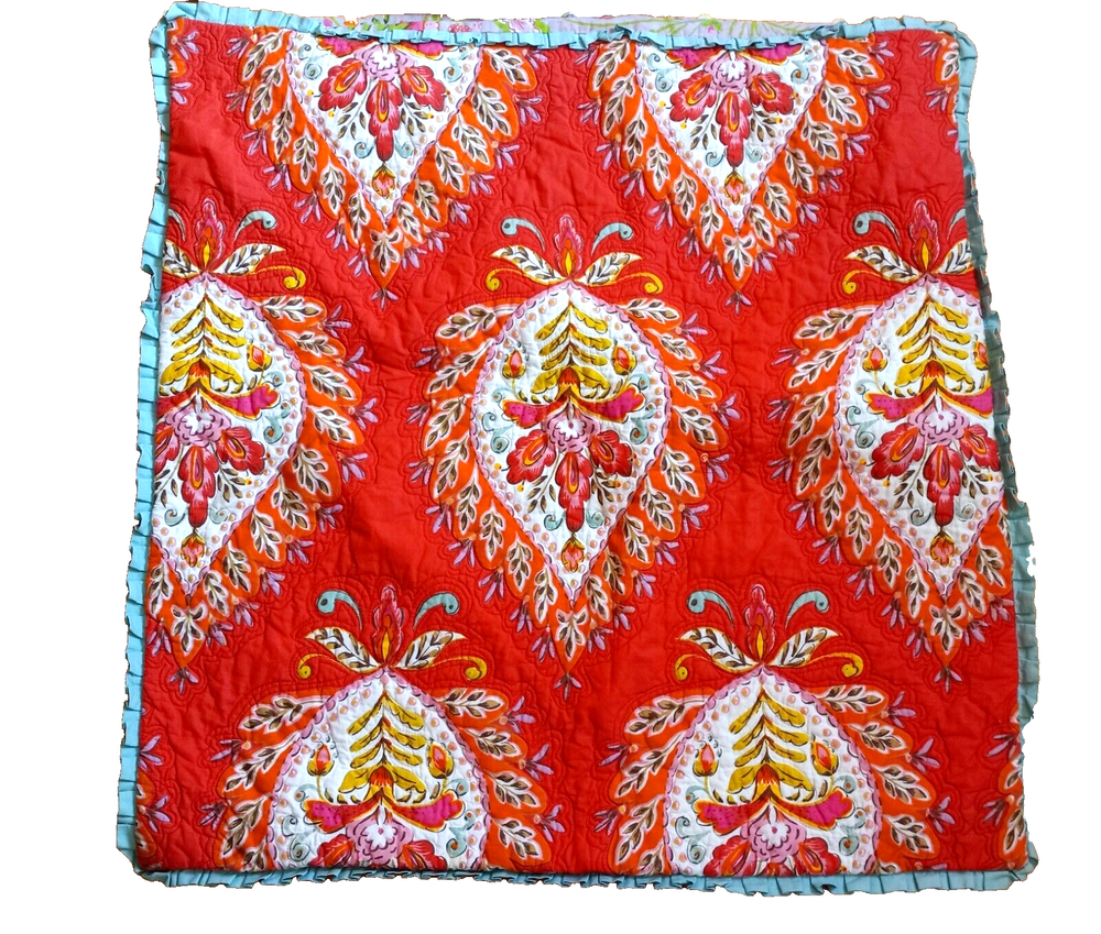 Dena Home Euro Pillow Sham Moroccan Garden 100% Cotton Quilted Reversible Multi