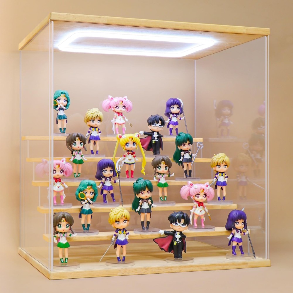 6-Tier Clear Acrylic LED Display Case for Collectible Figures