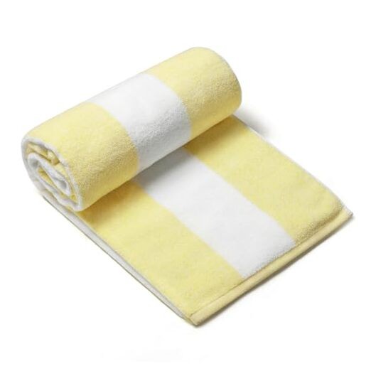 Extra Large 40x72 Inch Yellow Striped Cotton Beach Towel