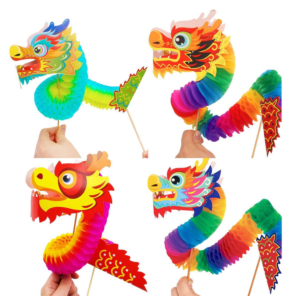 Handmade Lunar New Year Dragon Puppet DIY Kit for Spring Festival Craft
