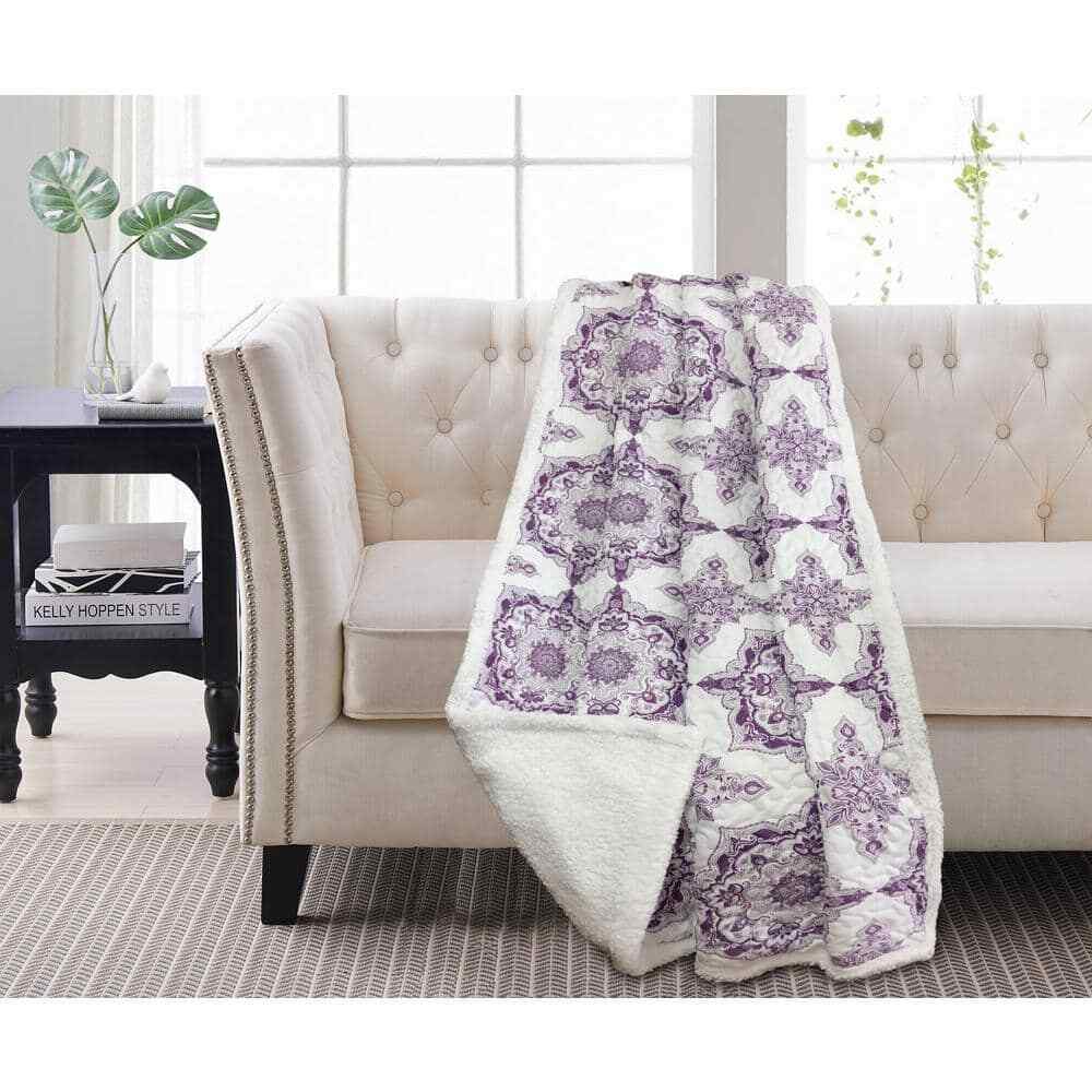 Dustin Purple Sherpa Throw Blanket 50 x 60 inches