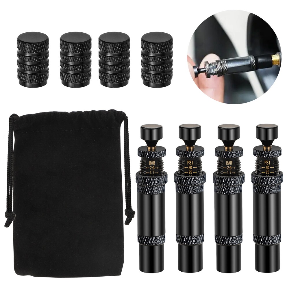 4 PCS Adjustable Tire Deflator with Auto-Stop 10-30 PSI Off-Road Valve Stem Kit