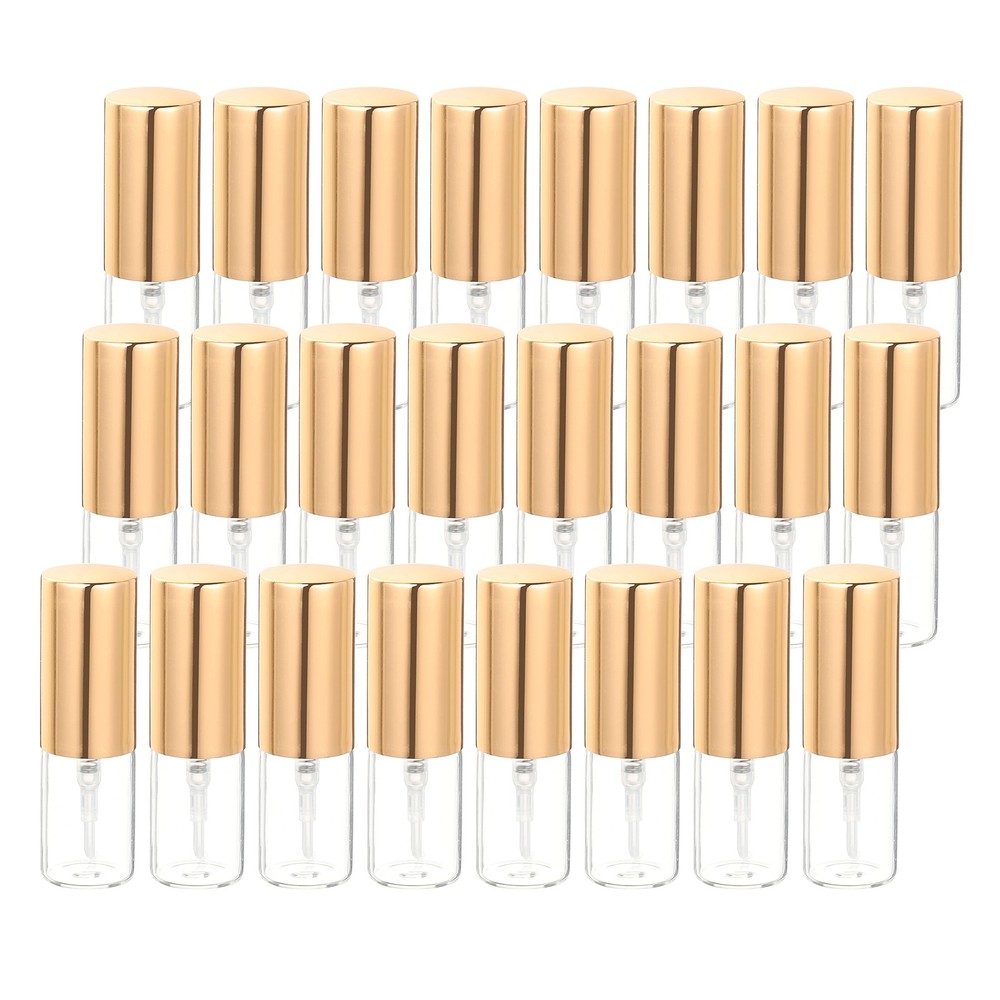 25 Pcs 3ml Clear & Gold Fine Mist Spray Bottles Refillable Mini Containers