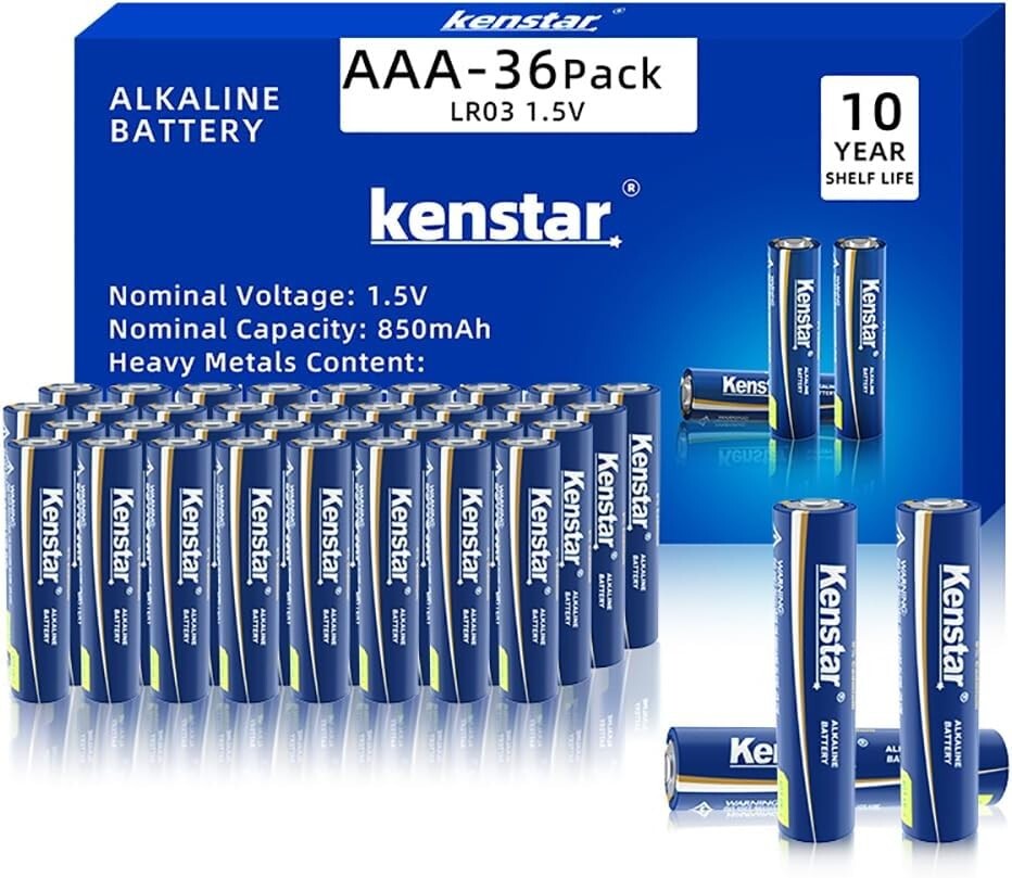 36 Pack AAA Powermax Alkaline Batteries with 10-Year Shelf Life for Long-Lasting Power