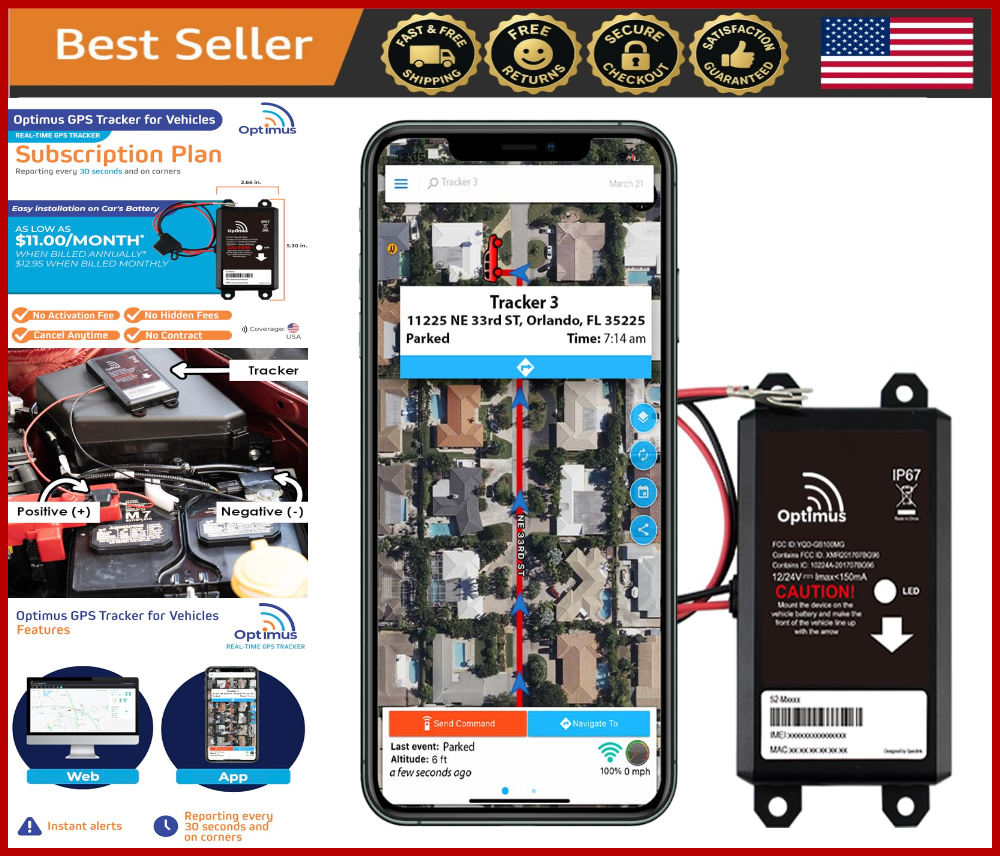 Wired GPS Tracker for Vehicles - Easy Install, Car Battery Powered, Low Cost Pla