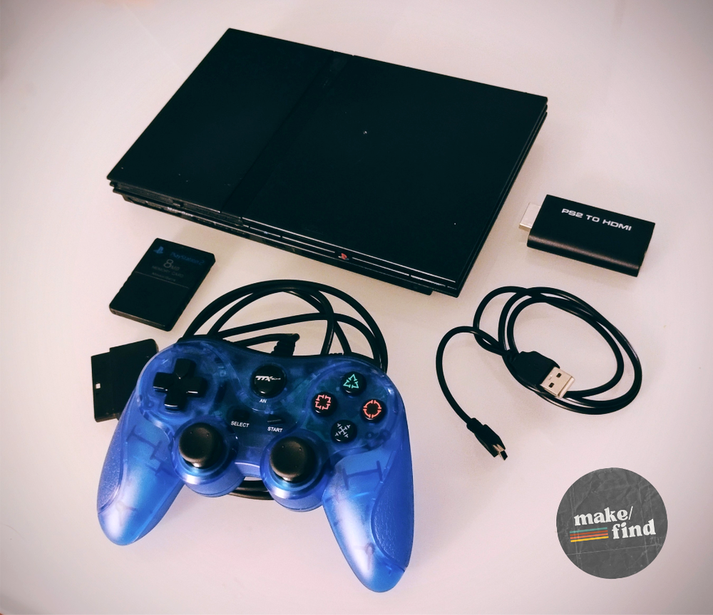 PS2 Slim Console with HDMI Adapter + 3 Popular Games Bundle