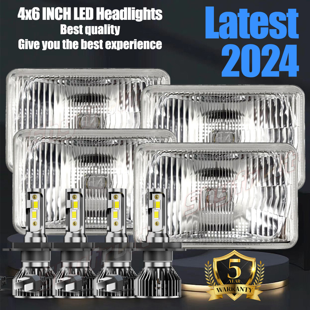 4pcs 4x6'' LED Headlights Hi/Lo For Buick Skyhawk 1986-1989 Super bright-