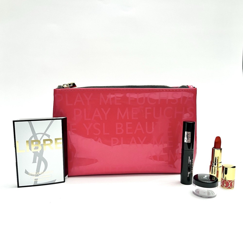 YSL Fuchsia Makeup Bag with Free Samples Gift with Purchase