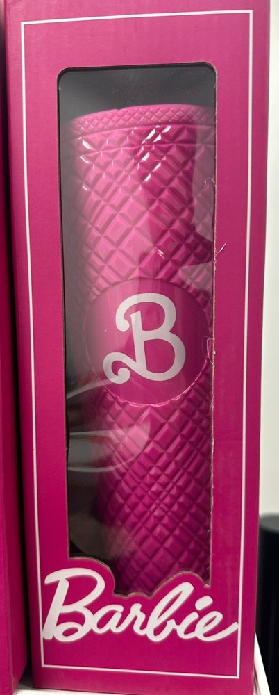 Barbie 24oz Hot Pink B Letter Movie Tumbler with Lid & Straw
