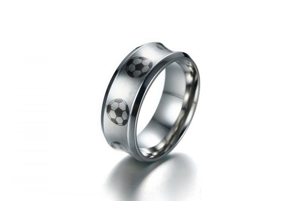 Stainless Steel Football Men's Ring Steel Engravable Sports Boy Gift Size 8-12