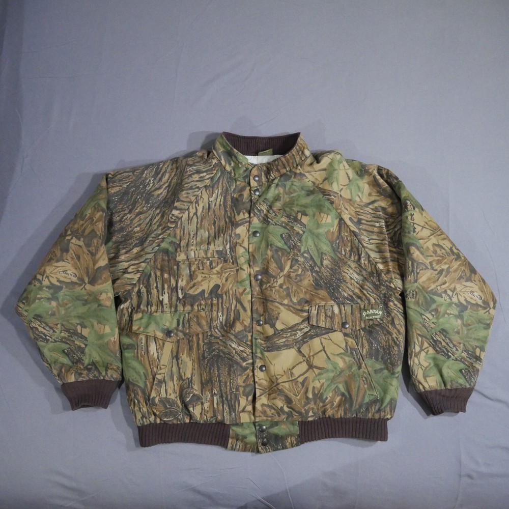 Vintage Camo Bomber Coat Mens XL Brown Spartan Realtree Made In USA Quilted Line