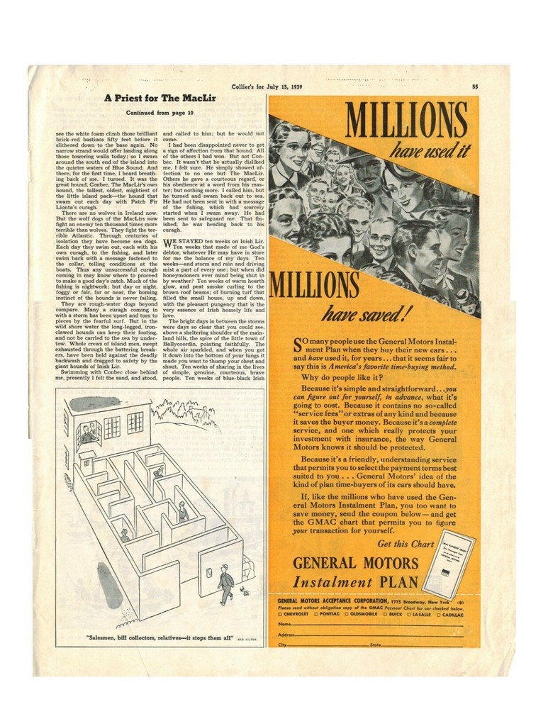 Vintage 1939 General Motors Installment Plan Ad from Colliers 7/15/1939-image