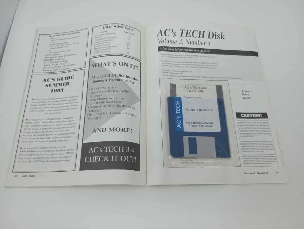 AC's Tech Amiga Computer Magazine Volume 3, Number 4 w/ Sealed Disk