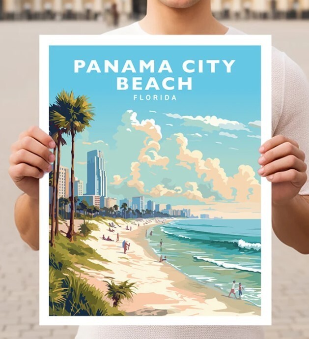 Panama City Beach Florida Travel Poster Wall Art Print