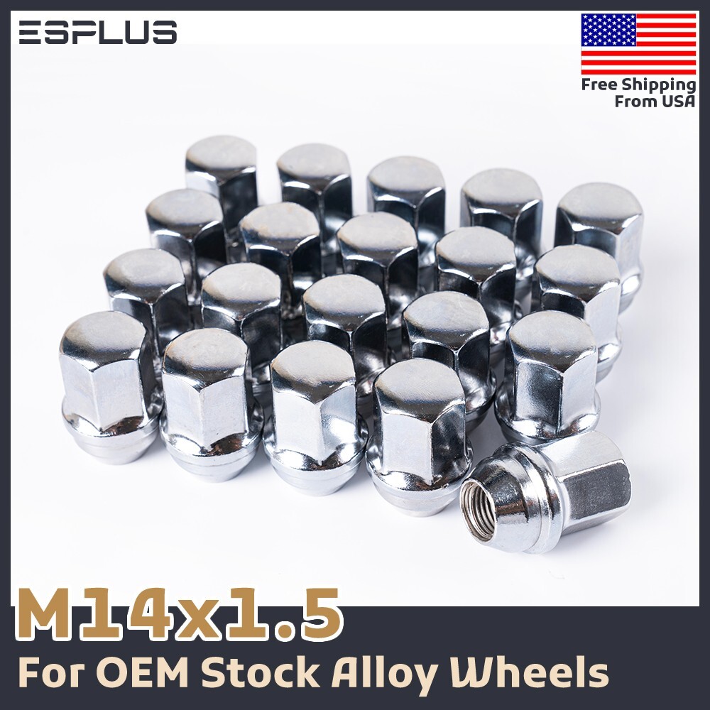 [20] Chrom 14x1.5 Large Seat Lug Nut Fit Stock Wheel Ram1500 Dodge Jeep Chrysler