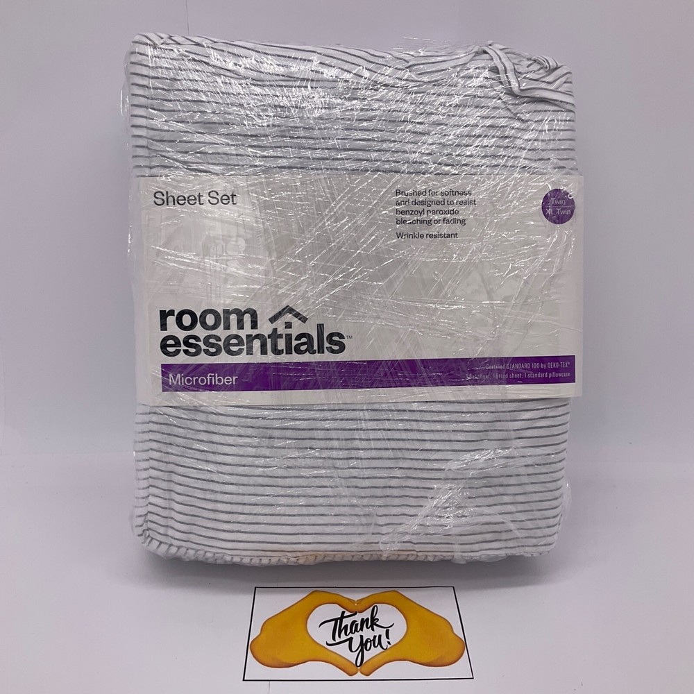 Twin / XL Microfiber Striped Sheet Set 3 Piece Bedding NEW Unopened White