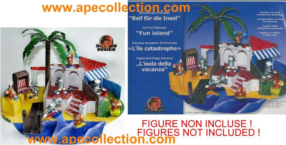 Kinder Rare Diorama German Set Tom & Jerry 2003 Holiday Island To Build