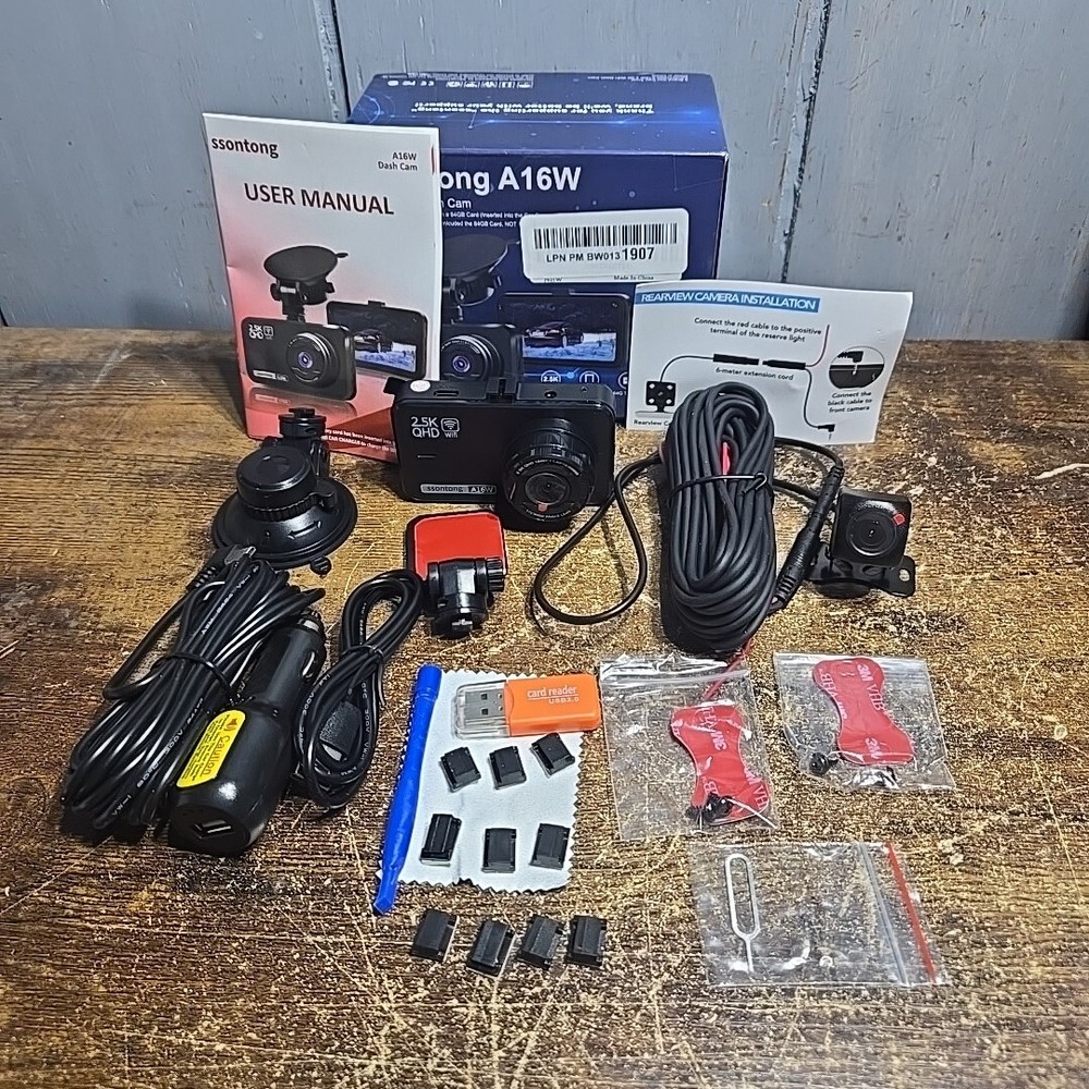 Ssontong WiFi Dash Cam Front and Rear with 64GB Card and APP Control