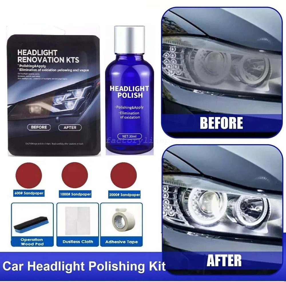 Car Headlight Lens Restoration Repair Kit Polishing Cleaner 30ml Retread Set