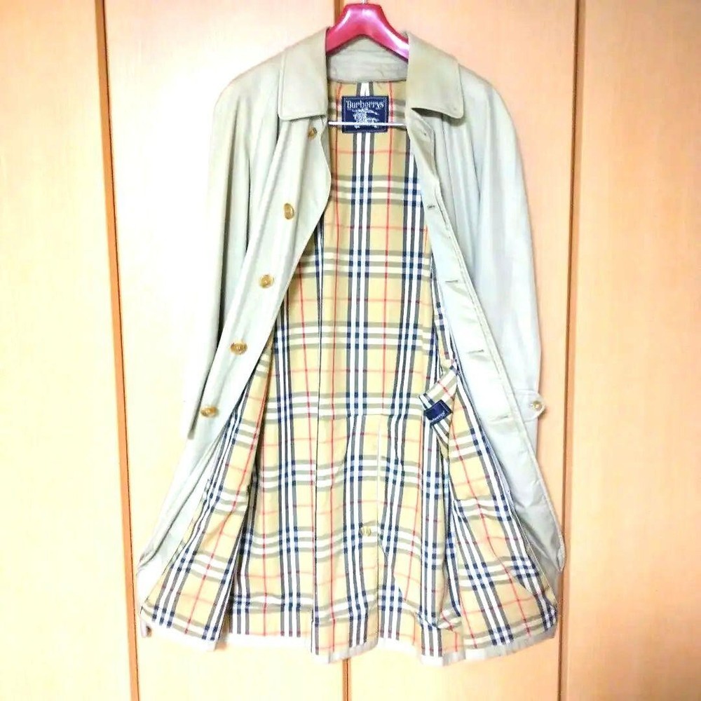 Burberry Trench Coat Spring Coat Khaki Beige Nova check Men Size Free Used