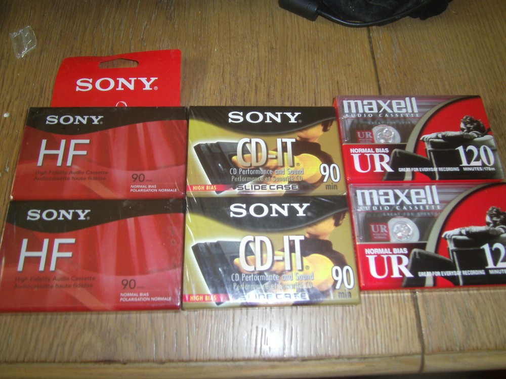 Cassettes Maxell Audio 120 and Sony 90 & HF Factory Sealed 6  Brand New