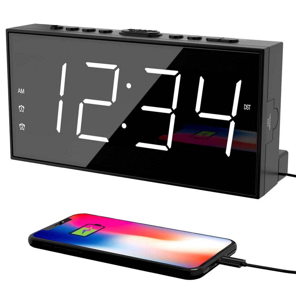 Loud LED Alarm Clock for Bedroom with Dual Alarms Big Display Plug In
