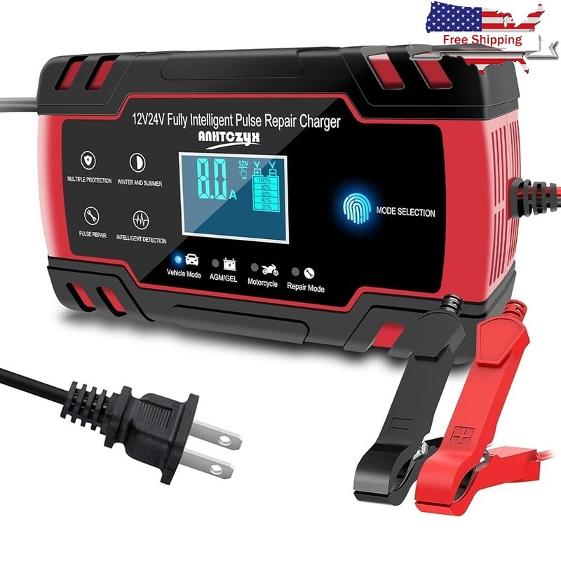 12V 8A 24V 4A Smart Auto Battery Charger & Trickle Maintainer