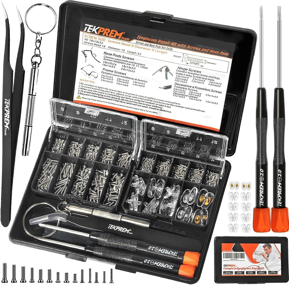 Magnetic Eyeglass Repair Kit, Eye Glasses Screws,Tweezer Screwdriver Nose Pads..